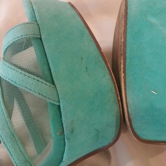 Aldo teal suede high heels sling - Picture 3 of 8